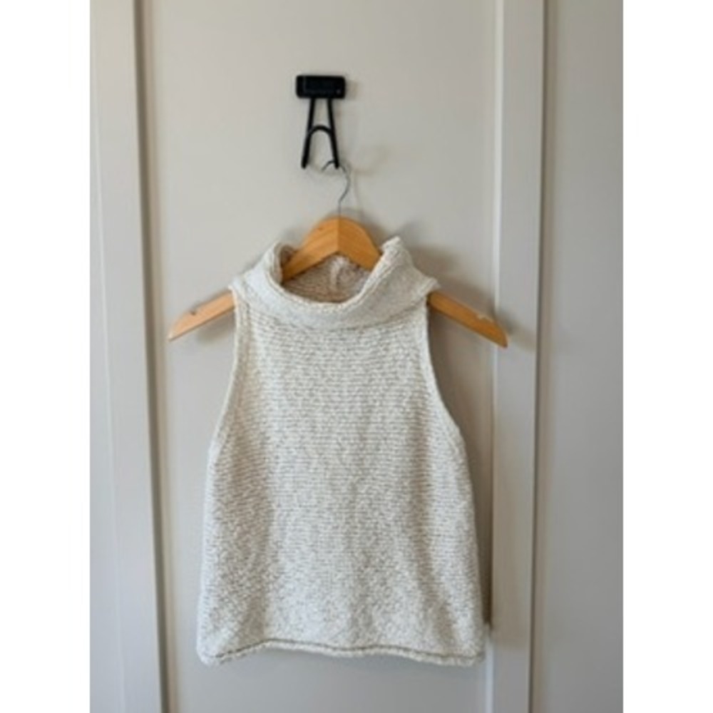 Pilcro Cowl Neck Sweater Vest Cream Chunky Knit Sleeveless Top Womens XS Ivory